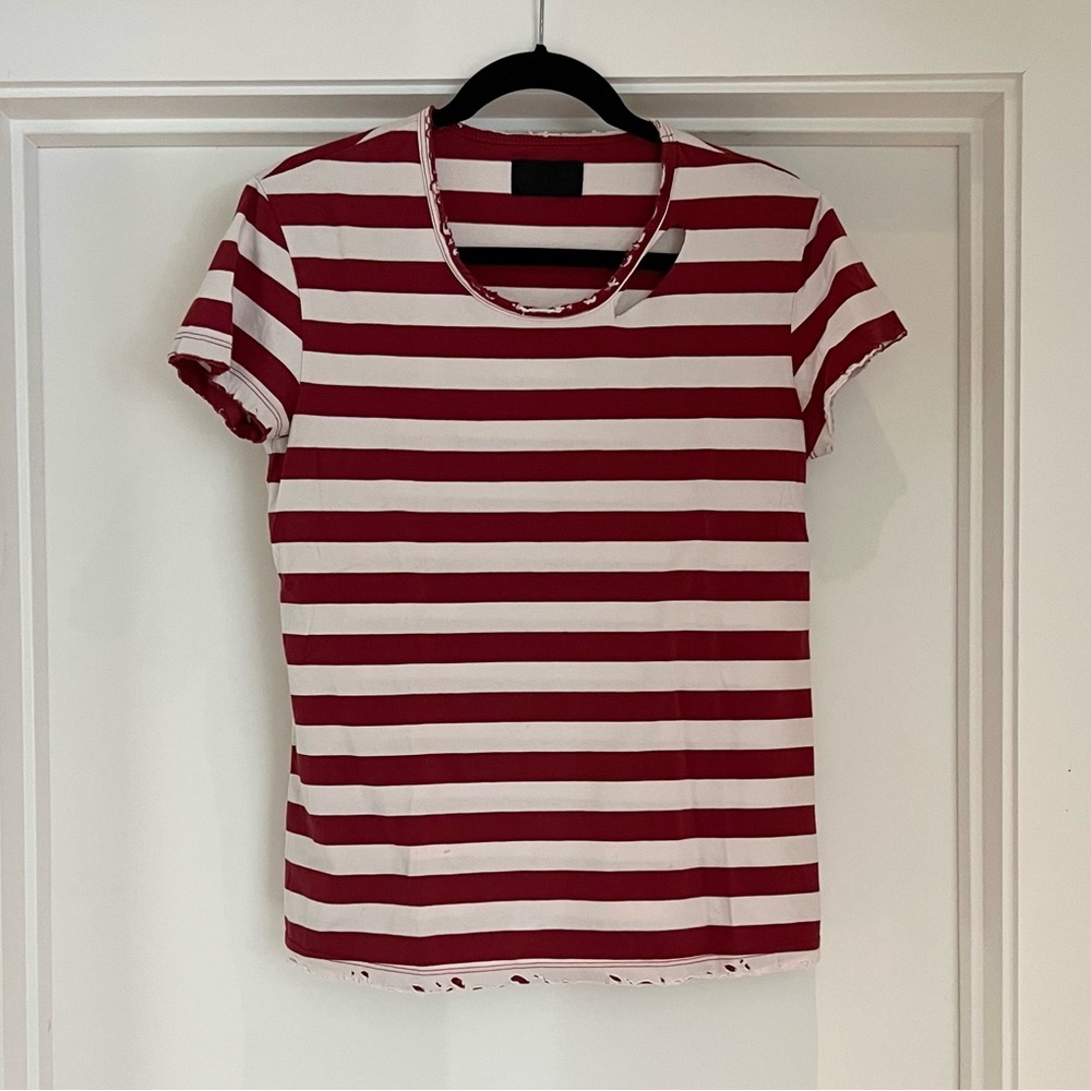 RtA Red and White Striped Short Sleeve Tee